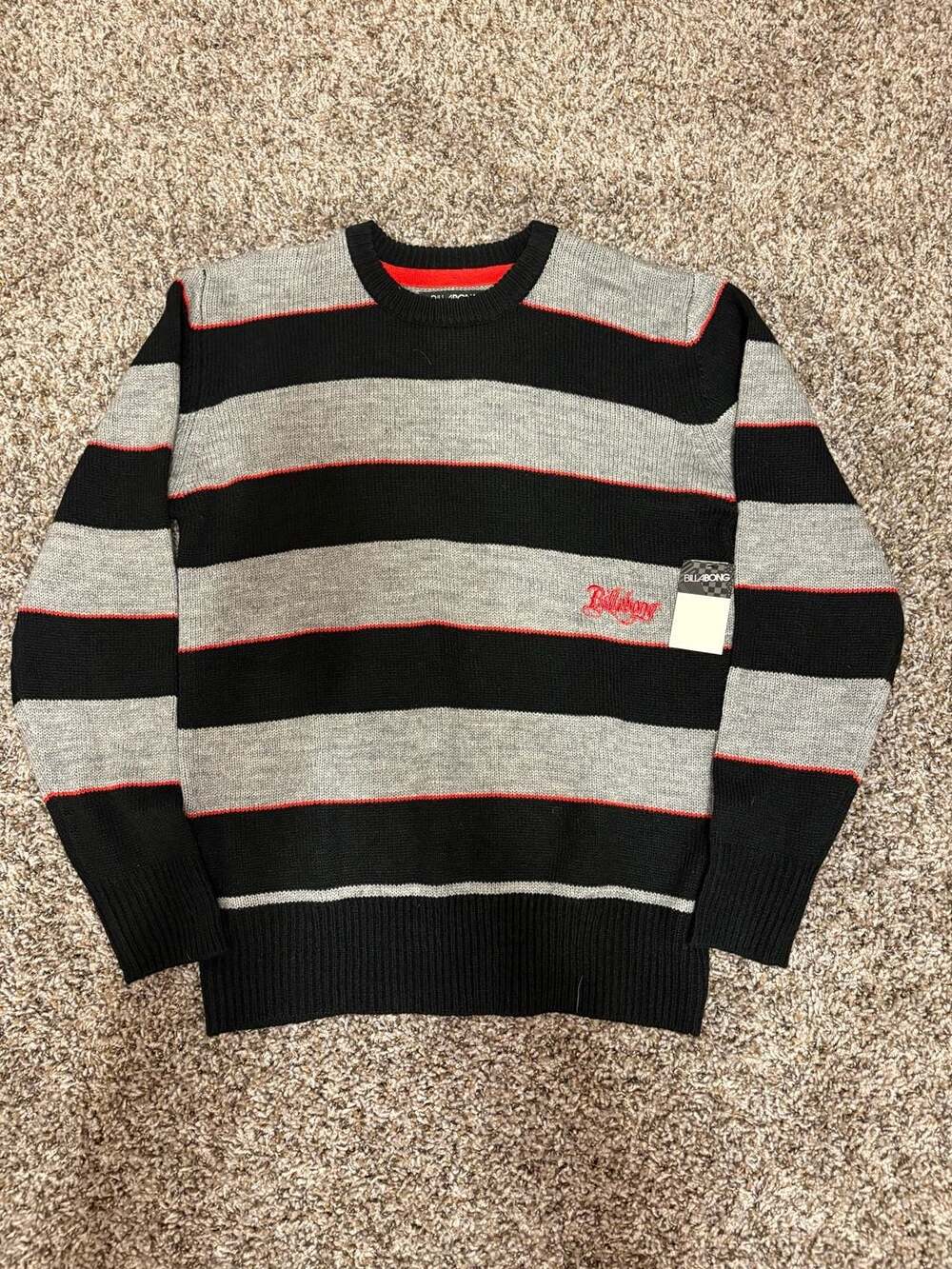 Vintage Billabong Striped Sweater M Black